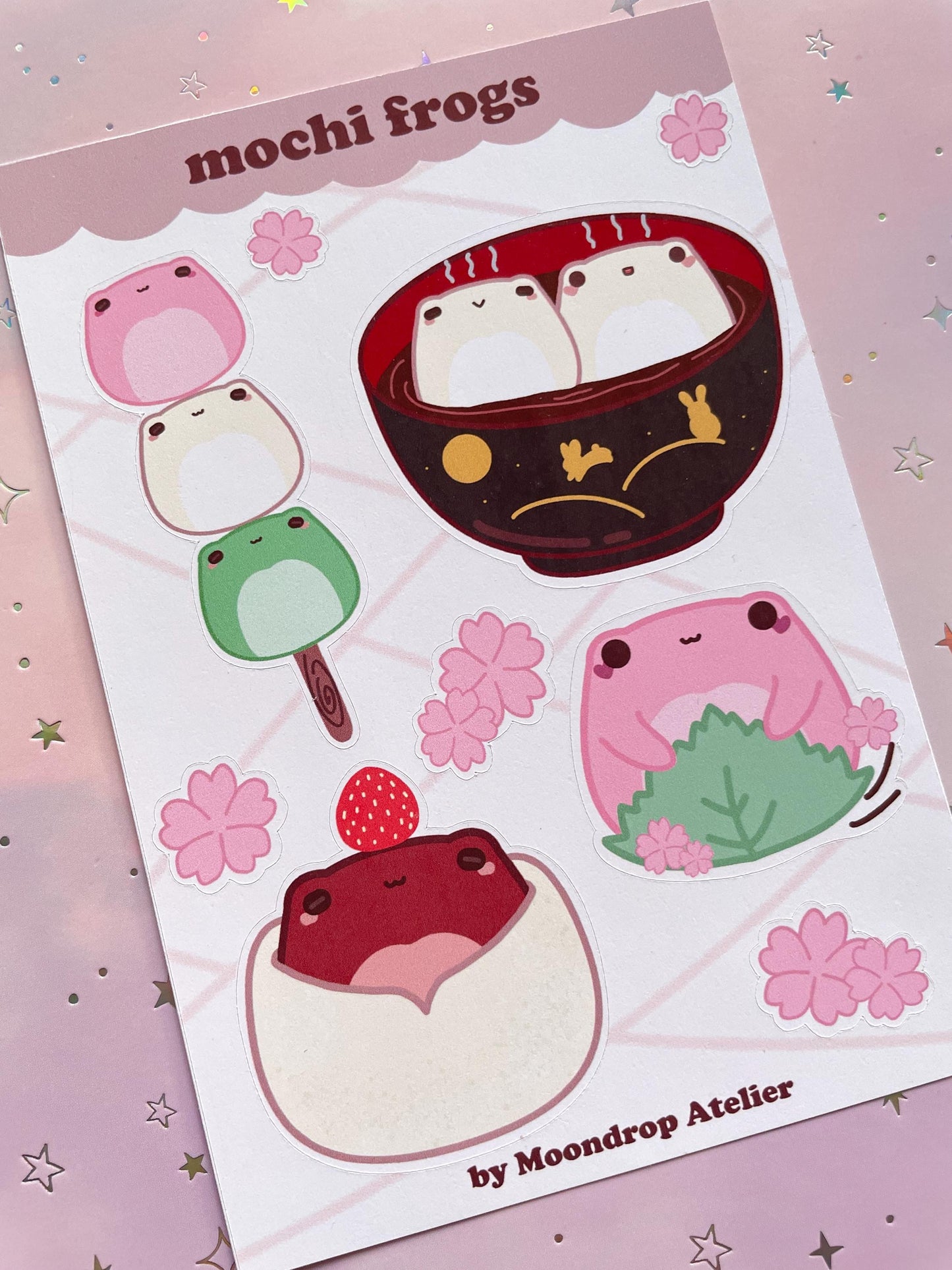 Mochi Dango Frog Stickersheet | Japanese Dessert Vinyl Stickers
