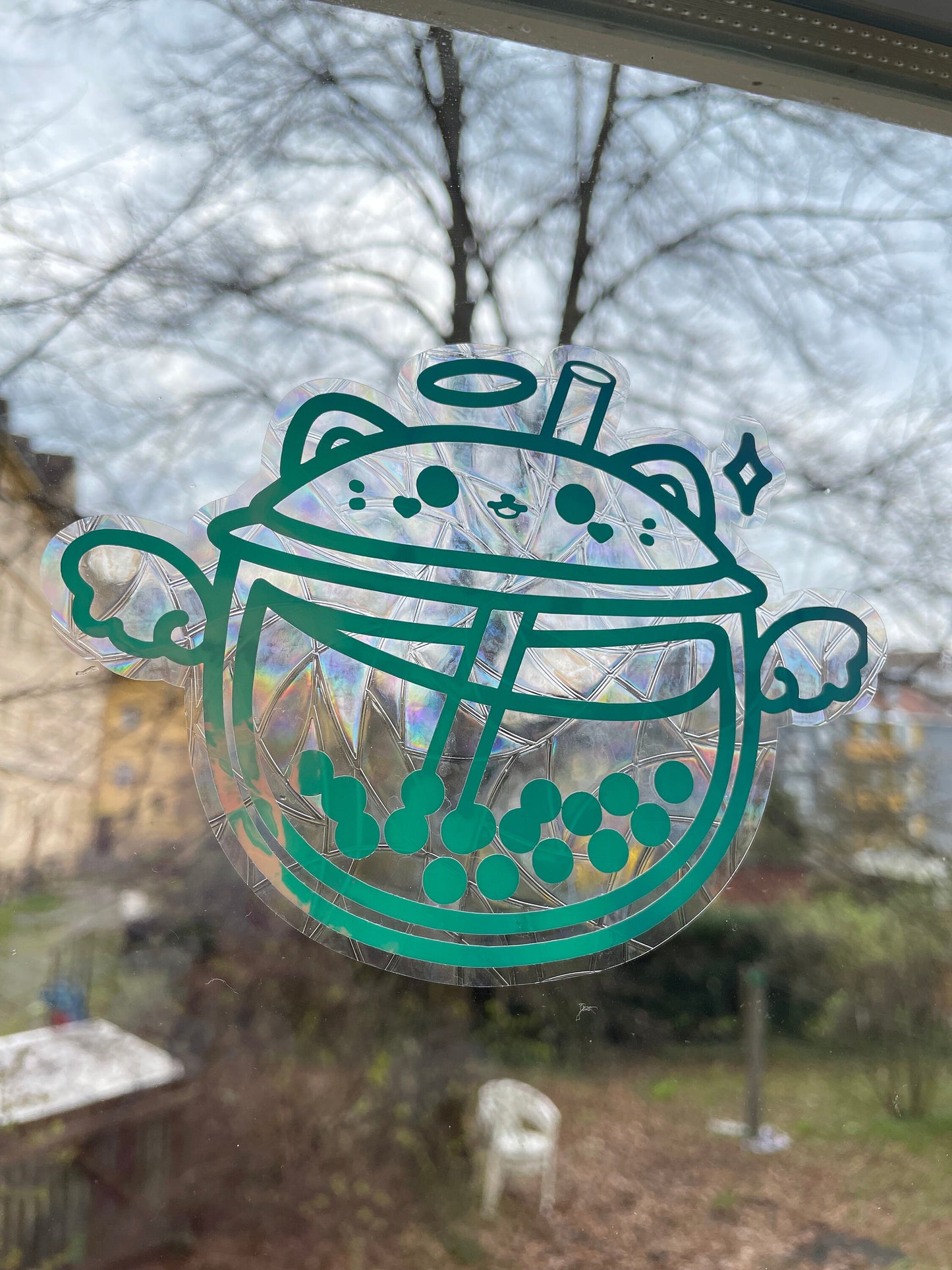 Bubble Tea Katze Suncatcher Sticker