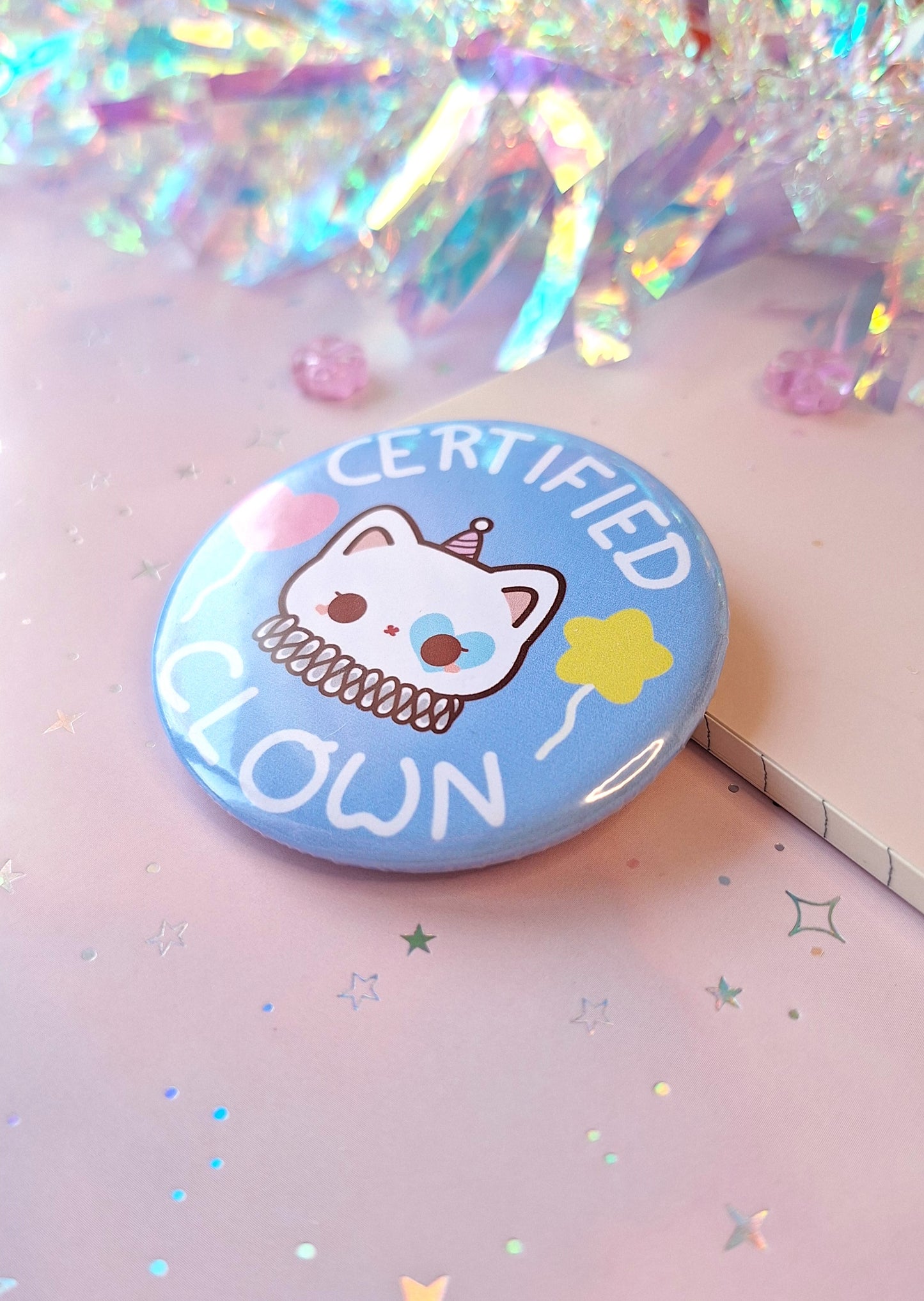 Certified Clown Button | Cat Clown Badge
