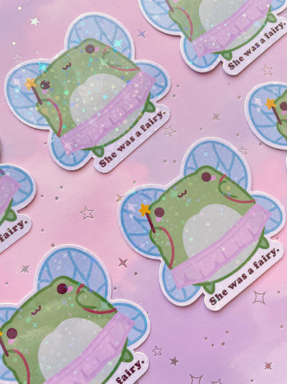 Kawaii Fairy Frog Sticker | She Was a Fairy Vinyl Sticker