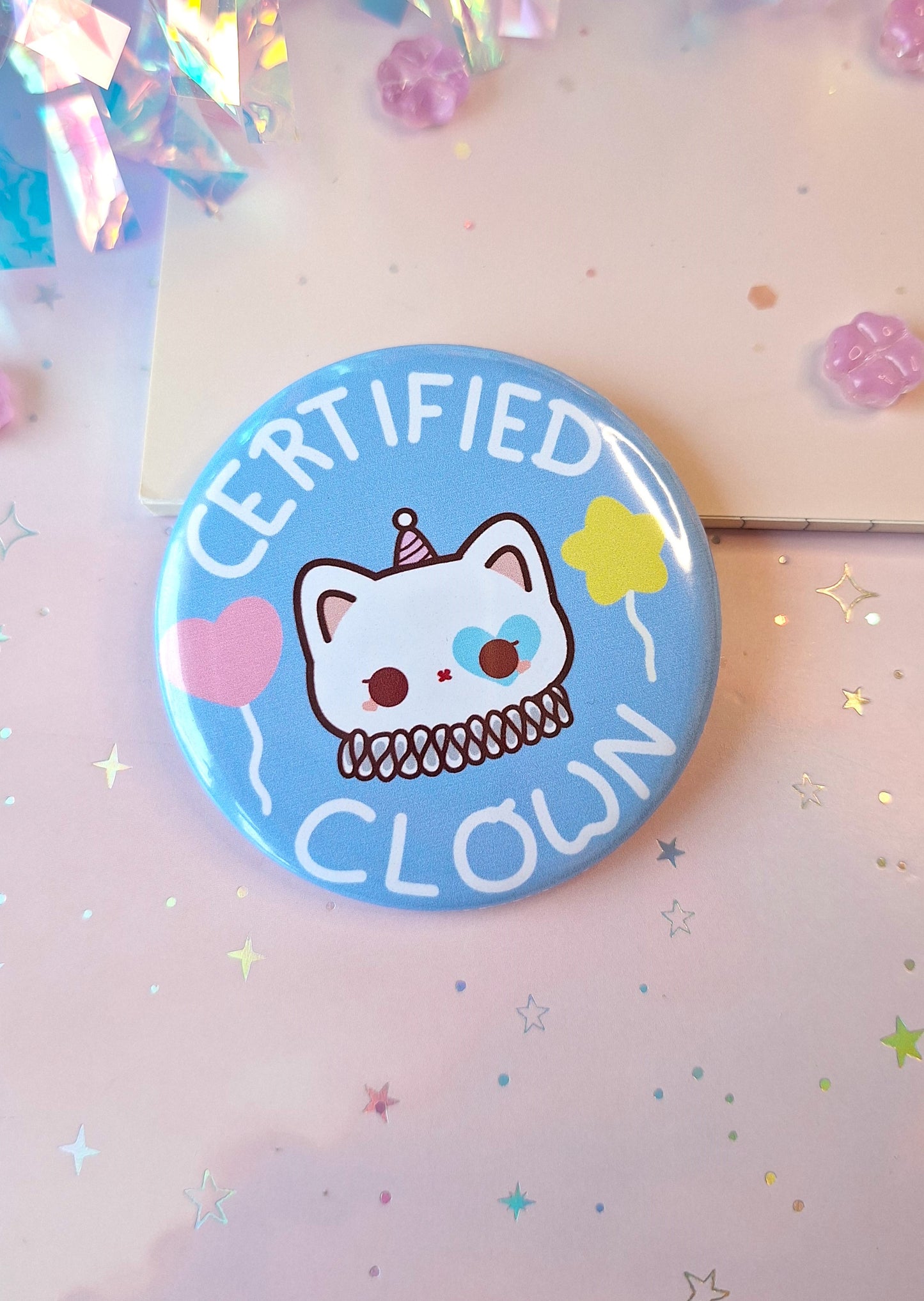 Certified Clown Button | Cat Clown Badge