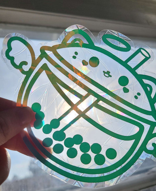 Bubble Tea Katze Suncatcher Sticker