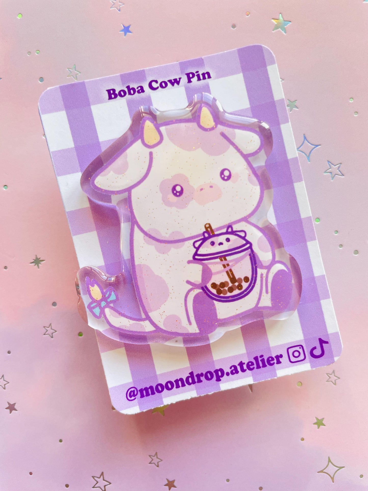 Bubble Tea Cow Pin | Couple BFF Pin