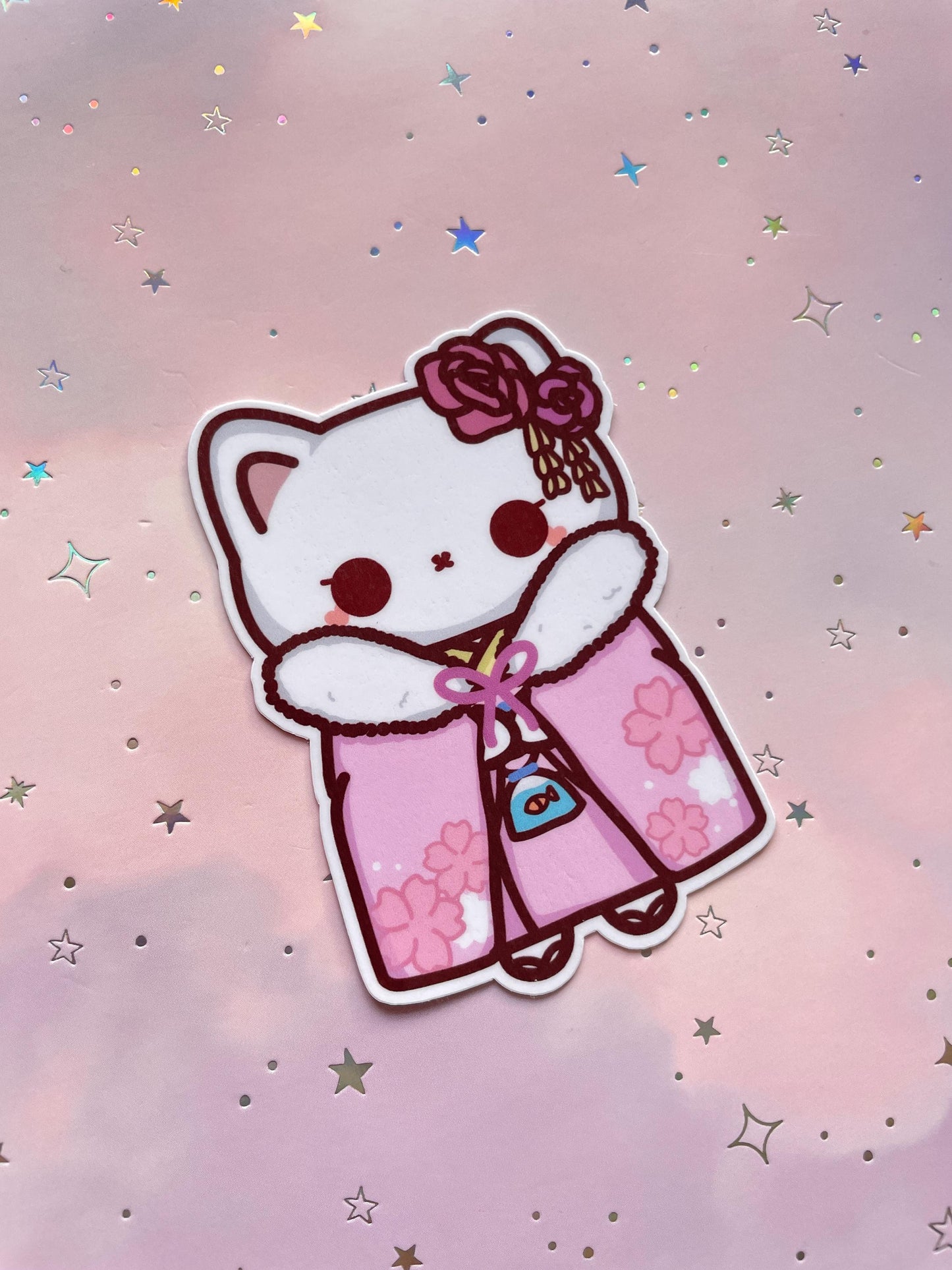 Kawaii Kimono Cat Sticker