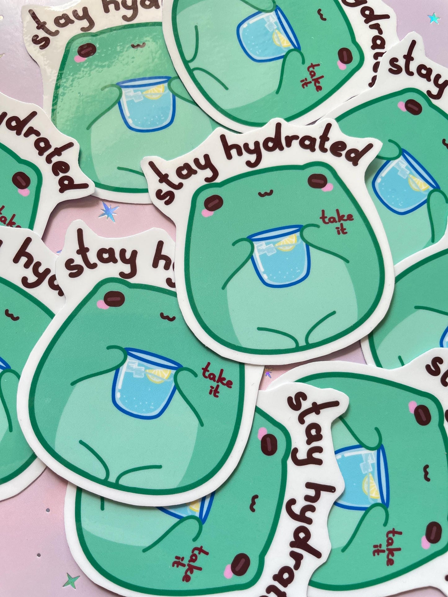 Kawaii Frog Care Sticker | Stay Hydrated Sticker