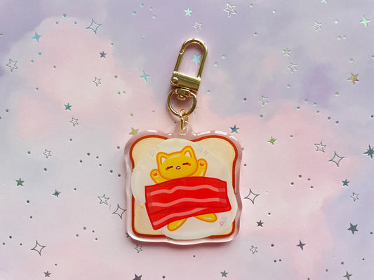 Cat Bacon Egg Toast Keychain