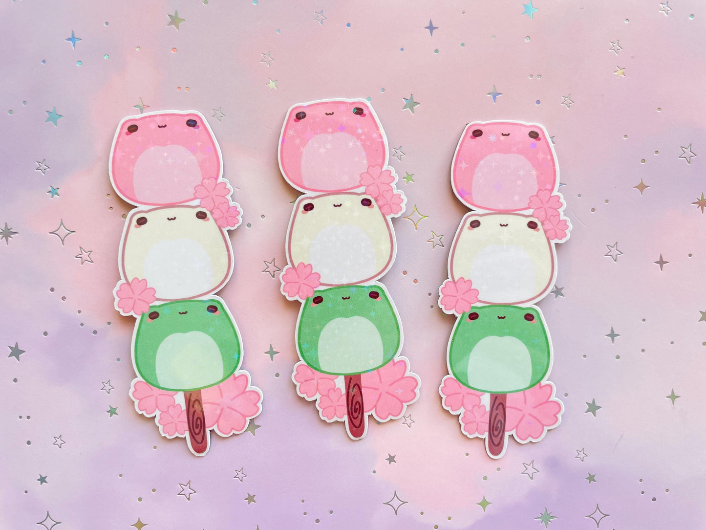 Dango Frog Sticker | Sakura Dango Dessert Vinyl Sticker