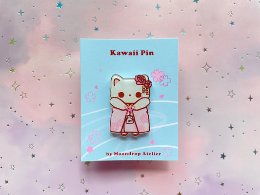 Sakura Kimono Cat Pin