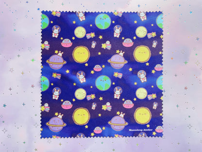 Bunny Astronaut Planet Microfiber Cloth |Double sided