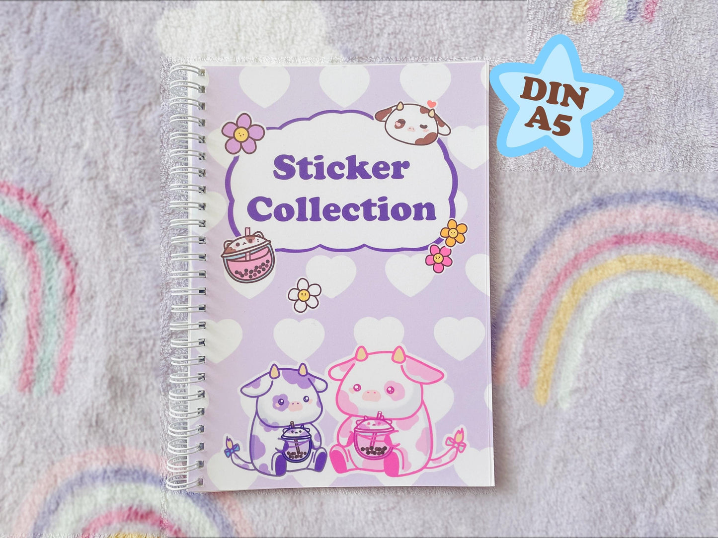 Bubble Tea Cow Sticker Album | reusable Stickerbook