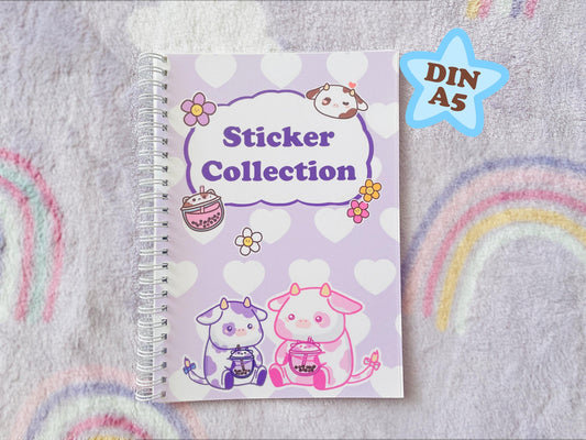 Bubble Tea Cow Sticker Album | reusable Stickerbook