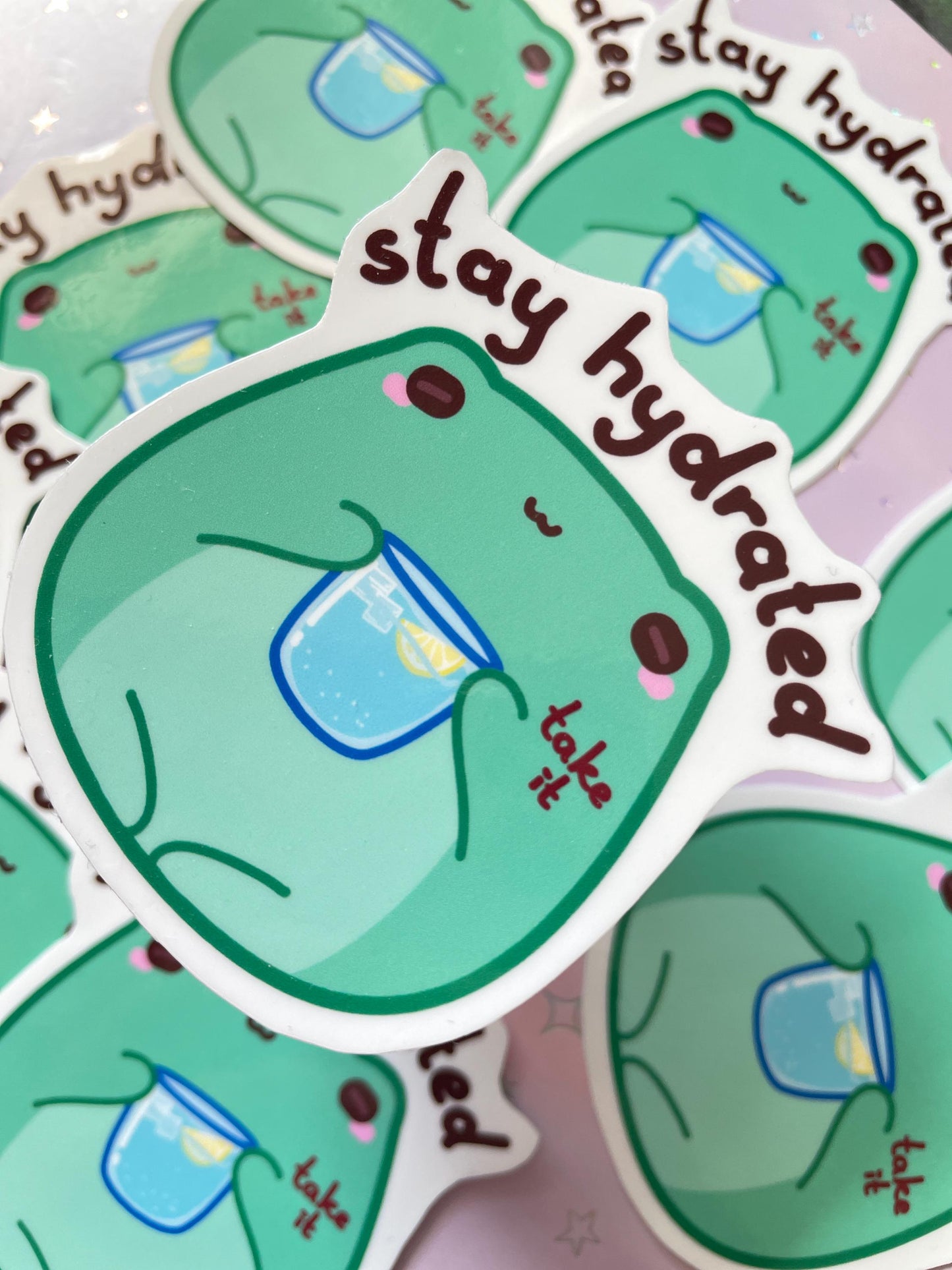 Kawaii Frog Care Sticker | Stay Hydrated Sticker