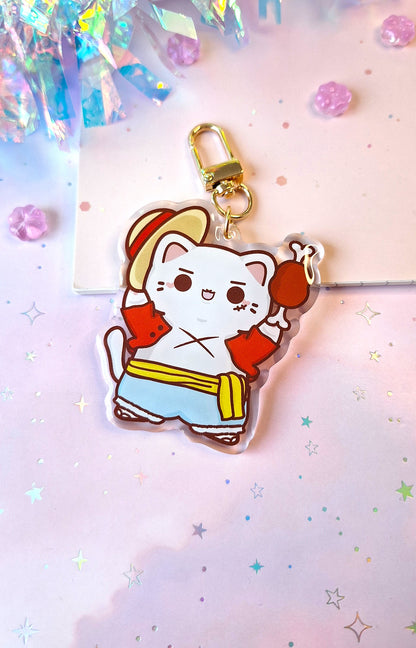 Ruffy One Piece Cat Keychain