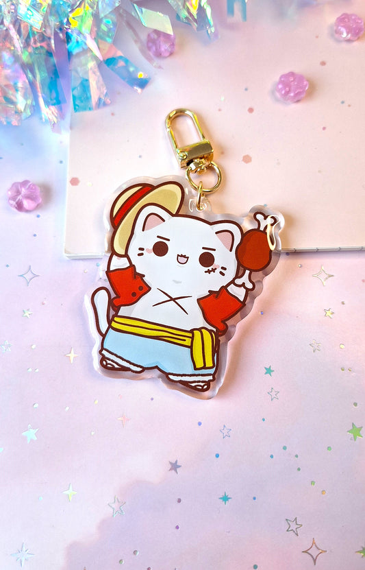Ruffy One Piece Cat Keychain